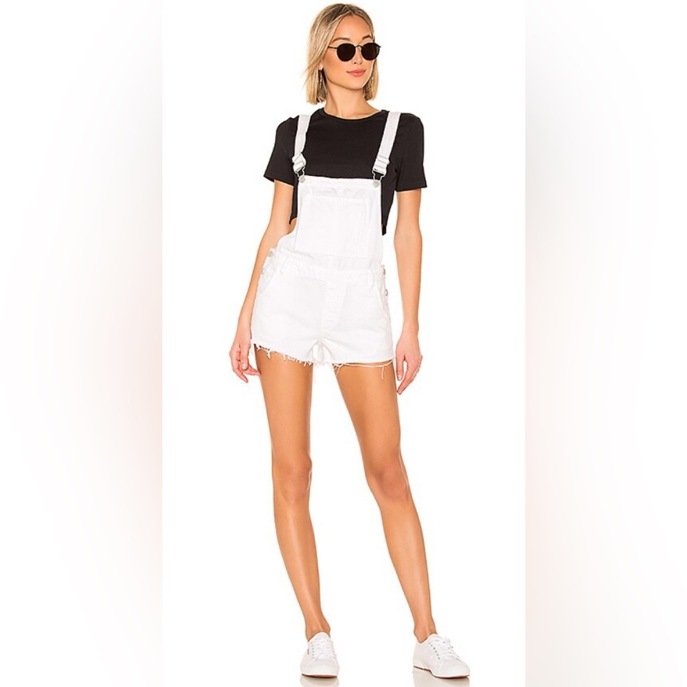 Blank NYC White Denim Short Overalls